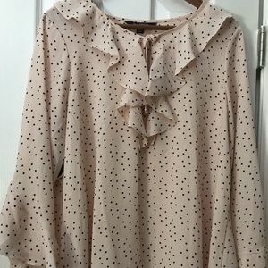 Pink polkadot chiffon blouse